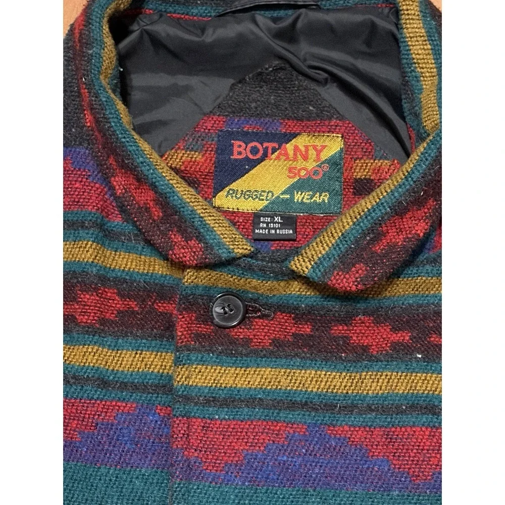 Vintage BOTANY 500 RUGGED WEAR Western Aztec Blanket Coat Jacket Geometric XL